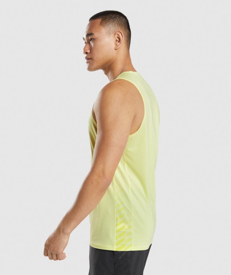 Men's Gymshark Sport Stripe Tanks Yellow | NZ 5ABOSH